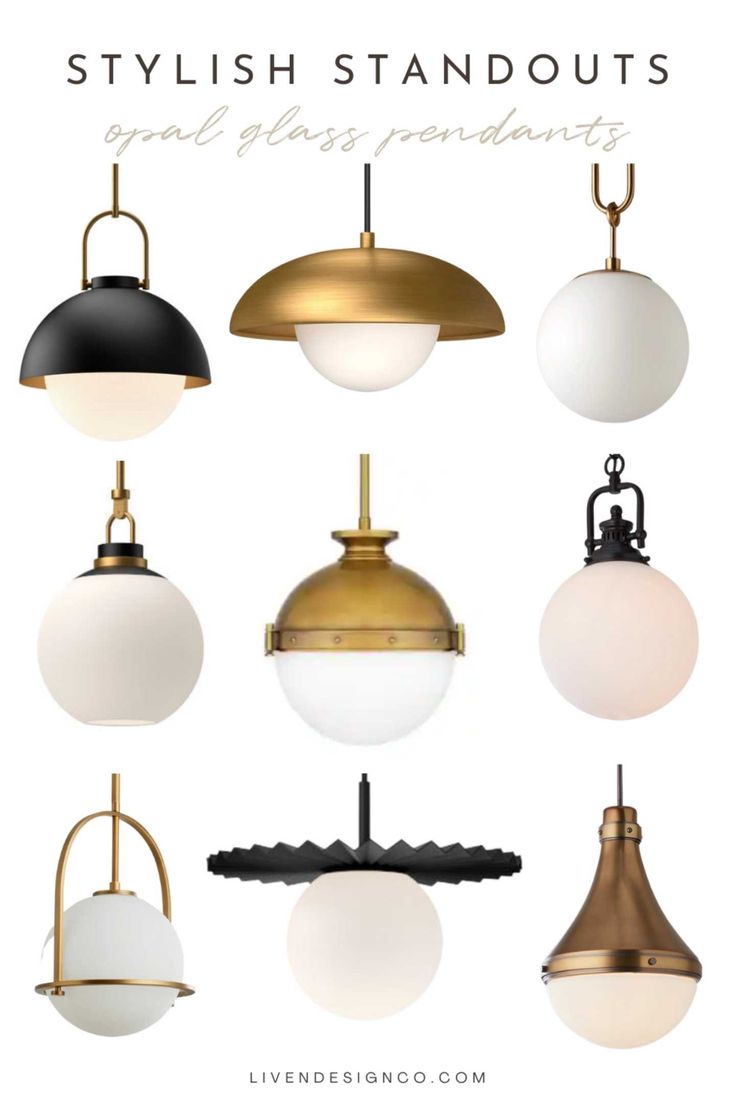 an assortment of modern hanging lights with the words stylish standouts