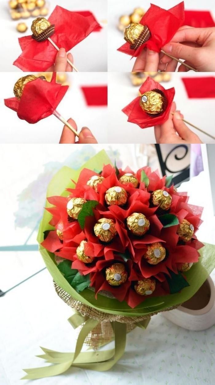 flowers and chocolates are arranged in the shape of poinsettias for valentine's day