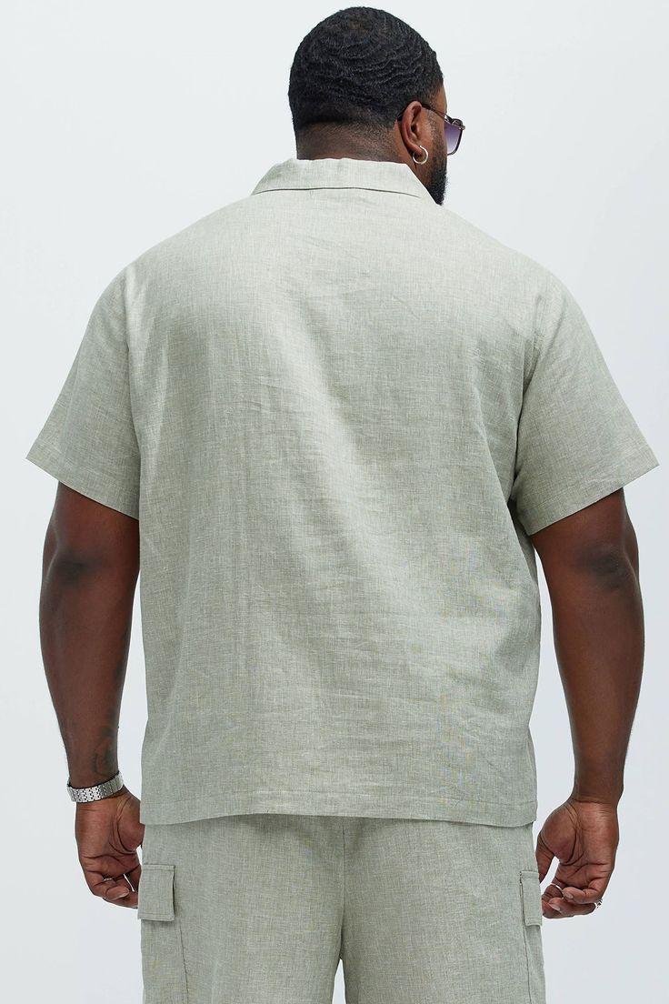 Available In Green, Ice Blue, White, Stone, Oatmeal, Blue and Black Fold Down Collar Front Button Closure Chest Pockets Short Sleeve 55% Linen, 45% Cotton Pair With "Bahamas Linen Cargo Shorts" Pair With " Bahamas Linen Shorts" Pair With " Bahamas Linen Pants" Imported | Mens Bahamas Linen Shirt in Green size XL by Fashion Nova Linen Short Sleeve Camp Shirt, Blue Linen Short Sleeve Camp Shirt, Linen Button-up Camp Shirt For Beach, Vacation Linen Button-up Camp Shirt, Men’s Linen Shorts, Service Women, Men Shirt Style, Linen Shorts, Linen Pants