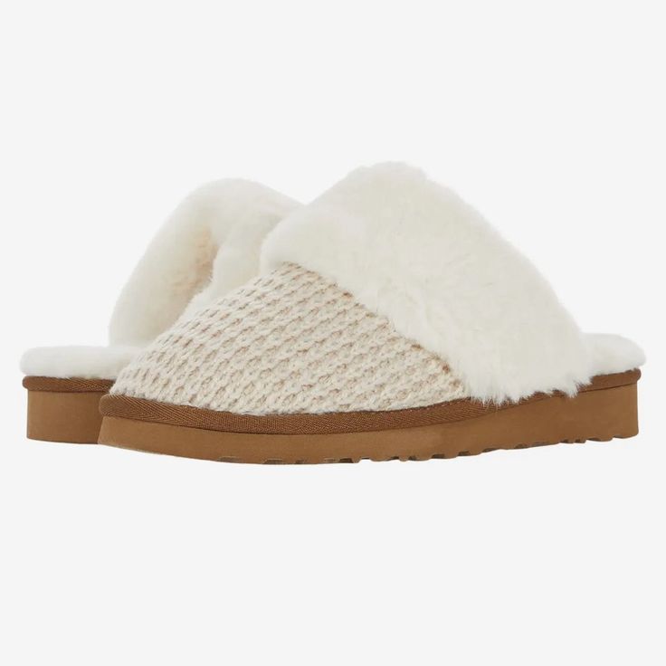 Backless, Slip-On Slipper Wit Round Toe. Soft Fabric Upper. Soft Faux Fur Lining And Insole. Durable Rubber Outsole. Beige Synthetic Slippers With Round Toe, Beige Synthetic Slip-on Slippers, Cream Synthetic Slip-on Slippers, Cream Slip-on Synthetic Slippers, Beige Synthetic Slippers With Cushioned Footbed, Comfortable Cream Synthetic Slippers, Comfortable Beige Mules With Textured Footbed, Comfortable Beige Synthetic Slippers, Cream Closed Toe Synthetic Mules