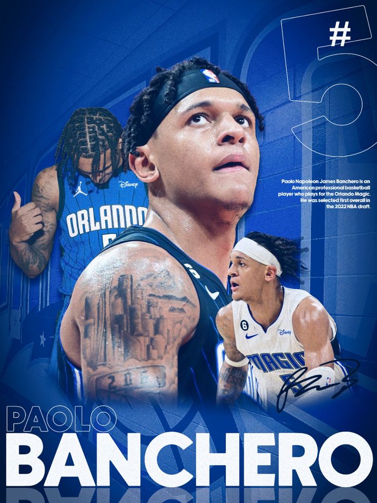 the poster for the basketball game, featuring an image of a man with tattoos on his arm