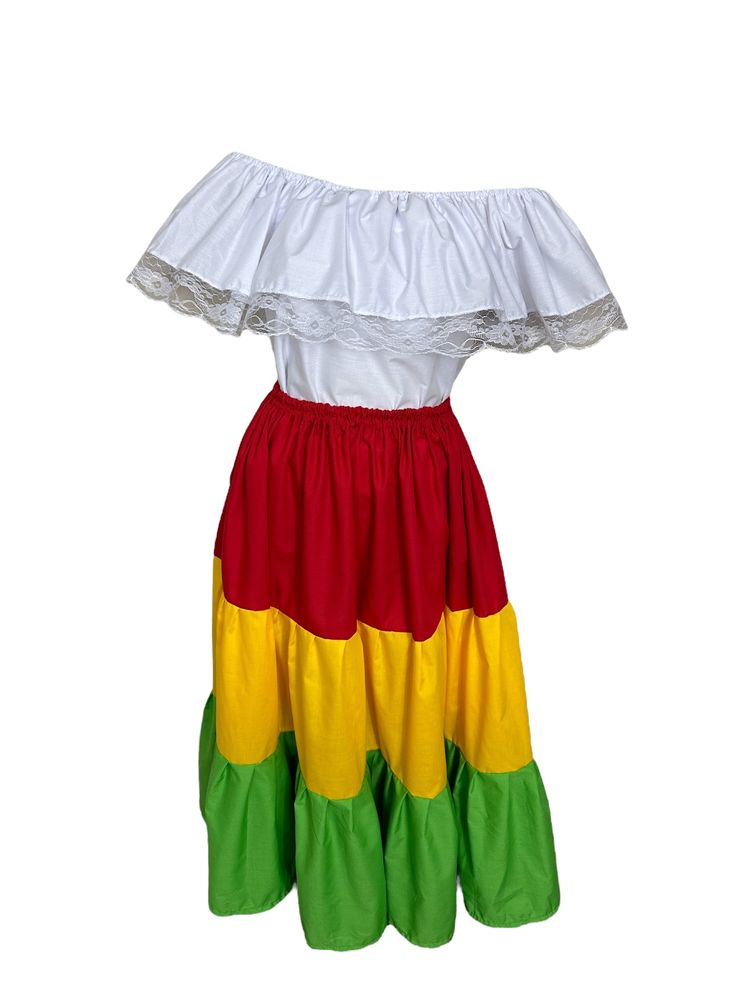 Hand Made Jamaican Traditional Dress Reggae Style - Casual, we have your size. Celebrate the wonderful Jamaican culture. Wear your dress and be part of a beautiful tradition. Includes: Blouse and SkirtSizes: X-small to XX Large - Length: 36" in Approx. Note: Check the Photo Gallery to access the Size Chart Color: Black, white, red blue and yellow Material: Poly Cotton (Dacrón)How should I care for and clean the dress: Hand-WashMake every day special with our Colombia Traditional Dress Black, Whi Jamaican Dress, Caribbean Dress, Reggae Style, Jamaican Culture, Traditional Dress, I Care, Black White Red, Blue And Yellow, Traditional Dresses