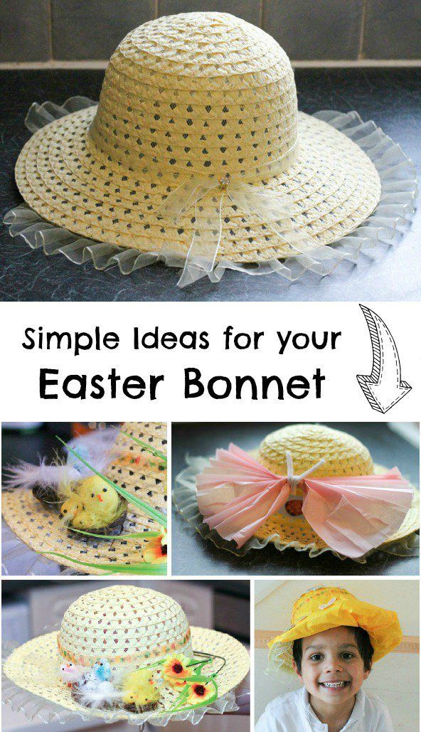 a collage of different hats with the words simple ideas for your easter bonnet