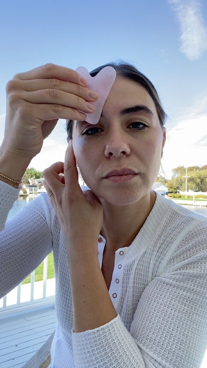 VIRTUAL ESTHETICIAN on Instagram: “Using several different Gua Sha stones to help soften the eleven lines! The lines between our brows that we get from making facial…” Virtual Esthetician, Gua Sha, Esthetician, Sleep Eye Mask, Facial, Stone, On Instagram, Instagram