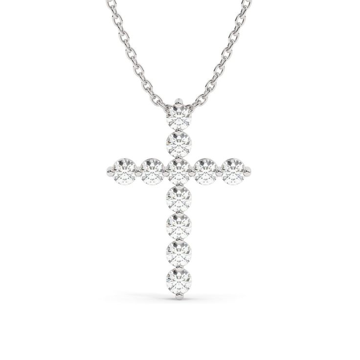 14k Gold Diamond Cross Necklace / 1 CT Floating Diamond Cross Necklace / Moissanite Lab Diamond / Fine jewelry / Unisex gift Dazzling White Platinum Necklace, White Gold Cross Jewelry For Spiritual Style, White Platinum Jewelry With Brilliant Cut, Spiritual White Gold Cross Jewelry, Elegant Diamond Pendant Custom Necklace, Luxury White Necklace With Prong Setting, Wedding Silver Necklace In 14k White Gold, White Diamond Jewelry With Polished Finish, Timeless White Diamond Cut Jewelry