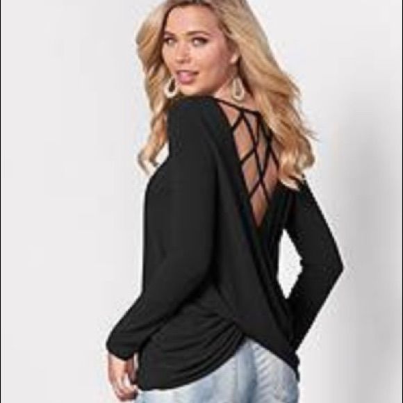 Size Xl Brand New From Venus Catalog Casual Long Sleeve Tops For Night Out, Black Long Sleeve T-shirt For Night Out, Casual Black Long Sleeve Top For Fall, Casual V-neck Shirt For Night Out, Chic Stretch Black Shirt, Black Long Sleeve Crew Neck Top For Night Out, Chic Black Stretch Shirt, Trendy Black V-neck Shirt, Black Long Sleeve Casual Top