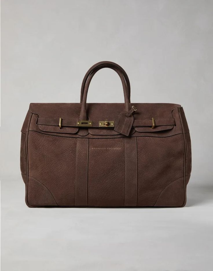 Country bag (242MBEPU071C103501) for Man | Brunello Cucinelli Classic Tote Duffle Bag With Removable Pouch, Classic Duffle Bag With Removable Pouch In Tote Shape, Classic Duffle Bag With Removable Pouch Tote, Brown Tote Luggage With Removable Pouch, Luxury Bags With Removable Pouch For Weekend Trips, Elegant Rectangular Bags For Weekend Trips, Elegant Rectangular Bag For Weekend Trips, Shoulder Bag With Top Carry Handle For Overnight Trips, Luxury Top Handle Bags For Weekend Trips