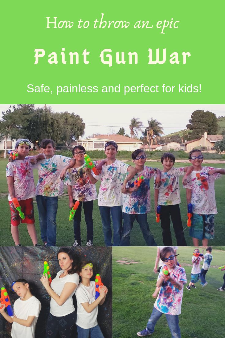 Your guide to throwing a memorable, kid-friendly Paint Gun War Party! #paintgun #paintball #paintwar Paintball Birthday Party, Messy Party, Paintball Birthday, Teenager Party, Paintball Party, Color Wars, Painting Birthday, Art Birthday Party, How To Tie Dye