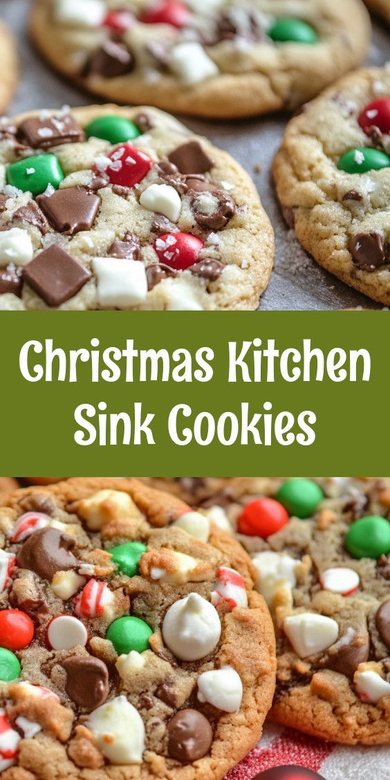 christmas kitchen sink cookies with chocolate and candy