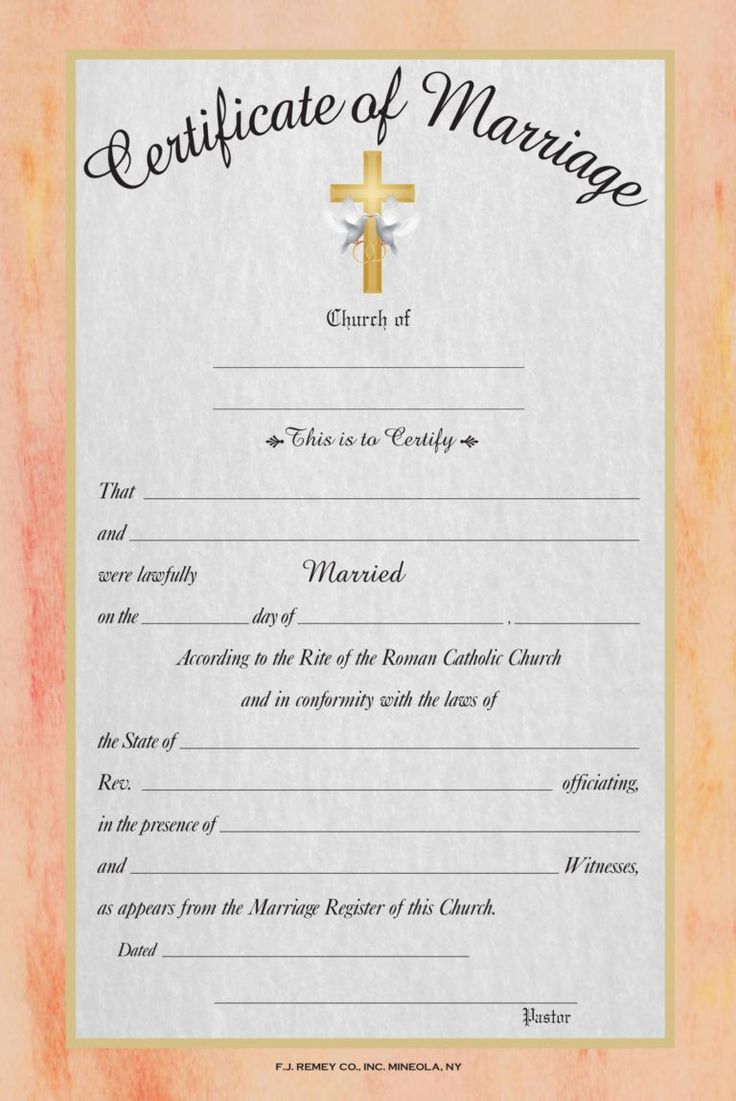 a certificate for marriage with a cross on the front and back of it, in orange watercolors