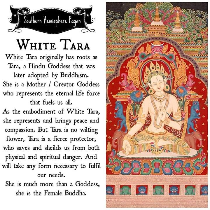 an image of a white tara with text