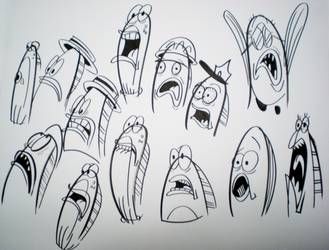 an image of cartoon faces drawn on paper