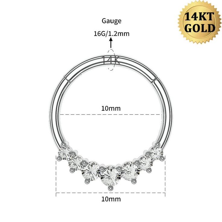 The simple and elegant 14k solid white gold and CZ gemstones design. The daith jewelry is a hinge segment design, which is easier to open and close and is not easy to deform. Gold Daith Jewelry, Daith Ring, Titanium Belly Button Rings, Daith Hoop, Daith Rings, Ring Day, Daith Jewelry, Conch Hoop, Dangle Belly Rings