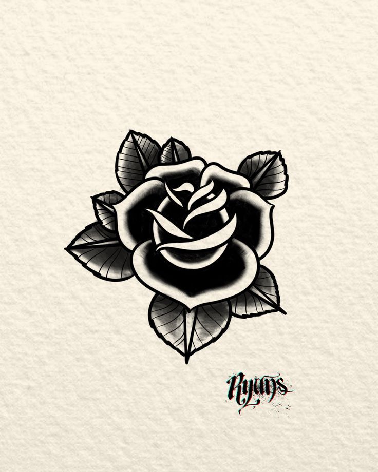 a black and white rose tattoo design