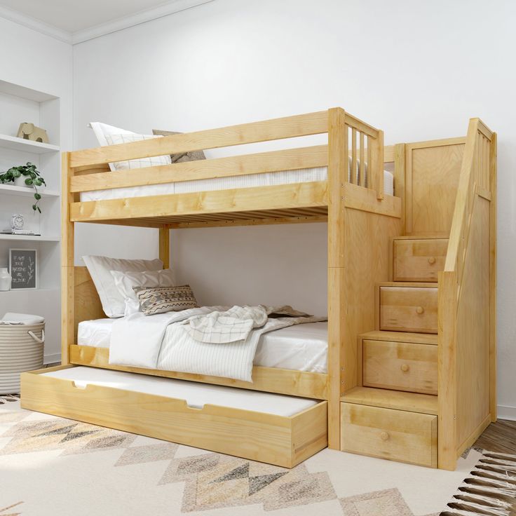 STELLAR TR NP : Bunk Beds Twin Medium Bunk Bed with Stairs and Trundle Bed