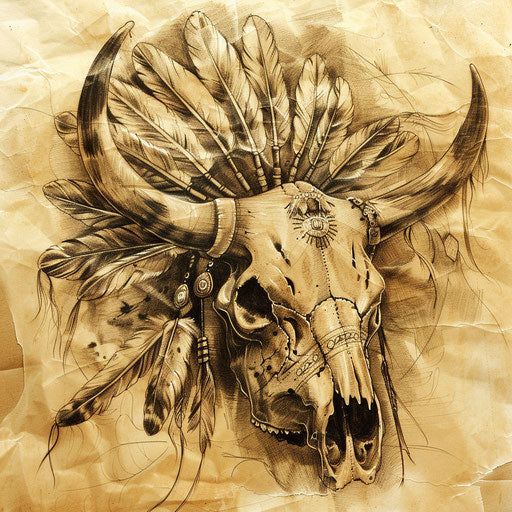 Cow Skull Detailed Tattoo Designs Cow Skull Tattoo Men, Western Bull Skull Tattoo, Western Cow Skull Tattoo, Western Outlaw Tattoo, Buffalo Skull Drawing, Elk Tattoo Men, Wood Burning Art For Beginners, Western Tooling Tattoo, Dark Skull Tattoo Design