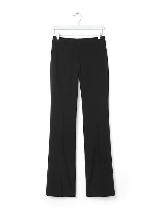 Meet our new menswear-inspired trouser: the Logan. These lightweight black wool trousers have a contoured waistband that molds to your body | Banana Republic Fitted Straight Bottoms For Workwear, Sleek Fitted Straight Bottoms, Straight Fitted Office Bottoms, Tailored Straight Pants For Office, Fitted Straight Bottoms For Office, Tailored Straight Office Pants, Straight Hem Pants With Button Closure For Work, Flat Front Pants For Fall Workwear, Flat Front Pants For Workwear, Fall Season