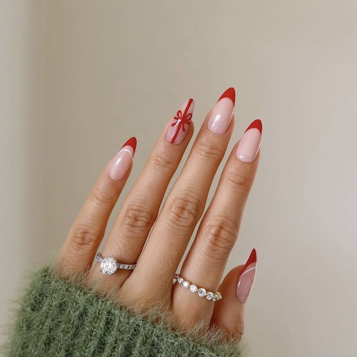 Future Nails, Red Christmas Nails, Nagel Tips, Winter Nails Acrylic, Christmas Gel Nails, Christmas Nails Acrylic, White Nail, French Tips, Xmas Nails