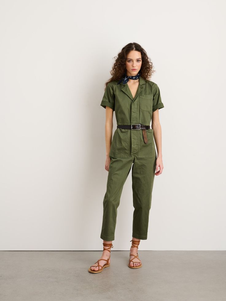 Standard Short Sleeve Jumpsuit – Alex Mill Utility Jumpsuit Outfit, Jean Overall Outfits, Closet Upgrade, Overall Outfits, Roll Sleeves, Short Sleeve Jumpsuit, Utility Jumpsuit, Alex Mill, Better Style