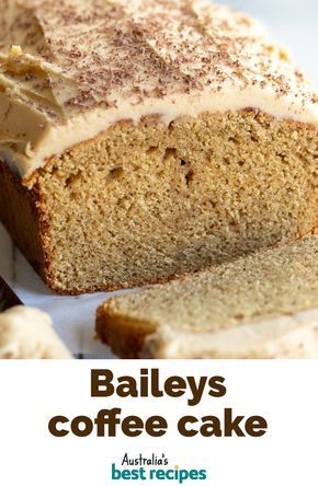 a loaf of coffee cake with frosting on top