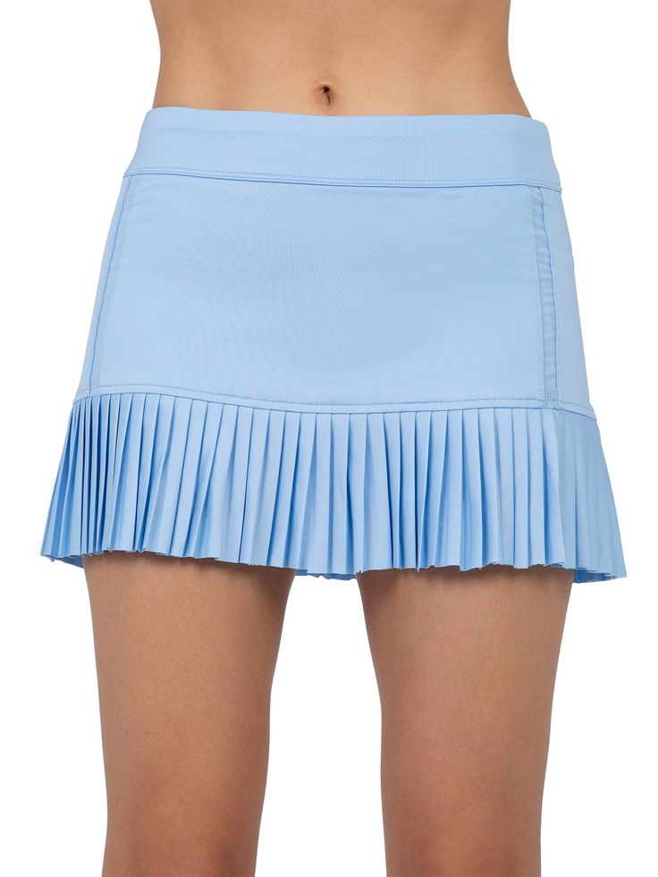 Fitted Flared Tennis Skirt With Built-in Shorts, Pleated Stretch Flared Skort, Pleated Elastane Tennis Skirt, Pleated Elastane Mini Tennis Skirt, Pleated Stretch Skort, Pleated Tennis Skirt In Elastane, Pleated Stretch Skirted Skort, Summer Pleated Elastane Tennis Skirt, Stretch Pleated Skirted Skort