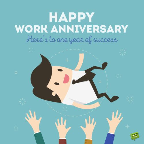 people are reaching up to reach for the happy work anniversary card