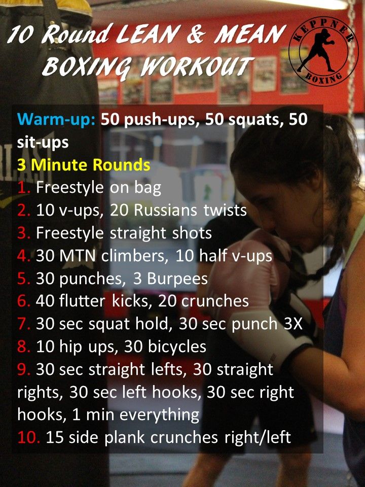 a woman with boxing gloves on her hands and the words 10 round lean & mean boxing workout