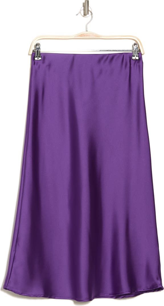 Renee C Solid Satin Midi Skirt | Nordstromrack Dark Purple Skirt, Elegant Feminine Style, Halloween Room, Tori Kelly, Elegant Feminine, Purple Skirt, Satin Midi Skirt, Purple Satin, Satin Skirt