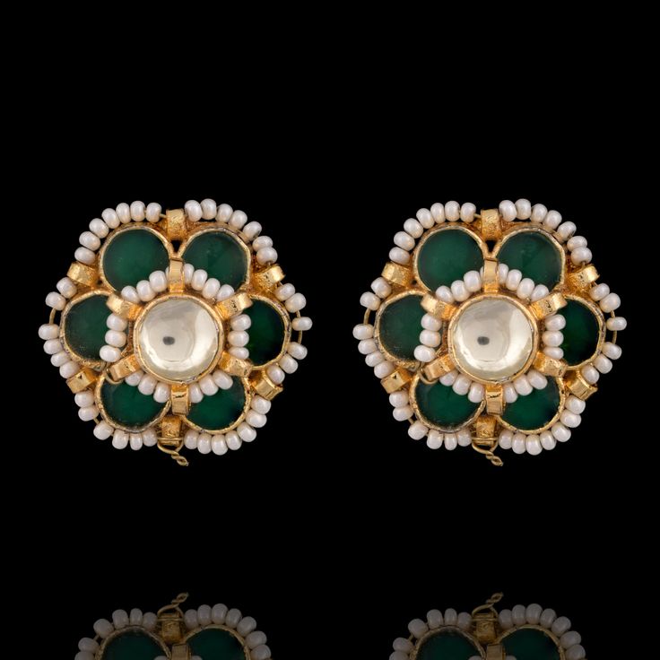 Crafting classic splendor to bring you the most elegant and chic ornaments! Minimal and trendy, a beautiful set adorned with kundan and emerald stones with moti details to display an exquisite unification of alluring finesse with intricacy. The set includes a necklace that comes with an adjustable dori and a pair of beautiful earrings. Approximate earrings length is 1". Gold-plated on high-quality brass as base metal. Made by order. Kindly allow 5-7 weeks for the delivery of this item. For custo Diwali Sale, Faux Stone, Emerald Stone, Base Metal, Beautiful Earrings, Free Gifts, Emerald, Brass, Beads