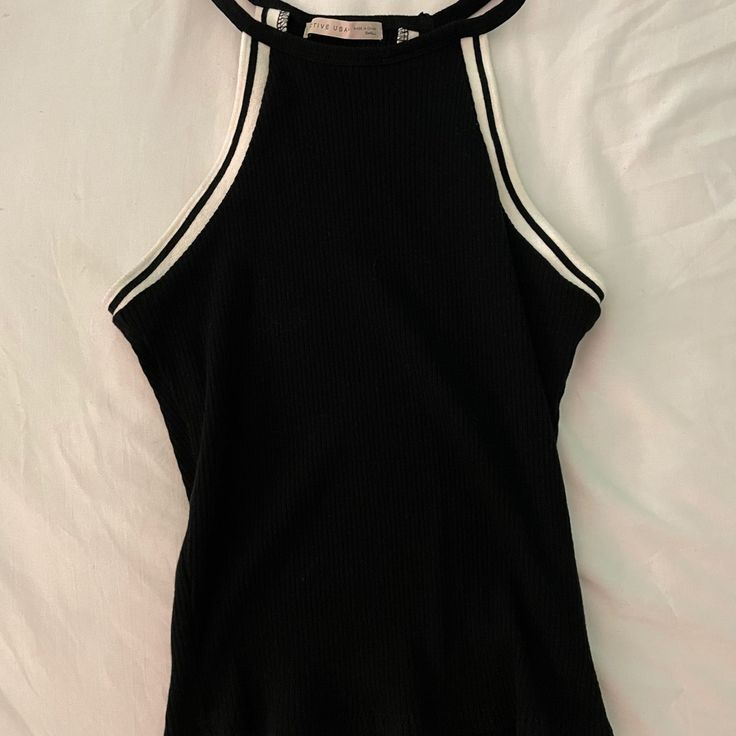 It’s Always Been In My Closet And Never Worn Black Ribbed Tank Top For Summer, Casual Black Ribbed Tank Top, Black Sporty Top For Day Out, Sporty Black Top For Day Out, Black Tank Top For Spring Night Out, Black Tank Top For Night Out In Spring, Trendy Black Ribbed Tank Top, Trendy Ribbed Black Tank Top, Black Top