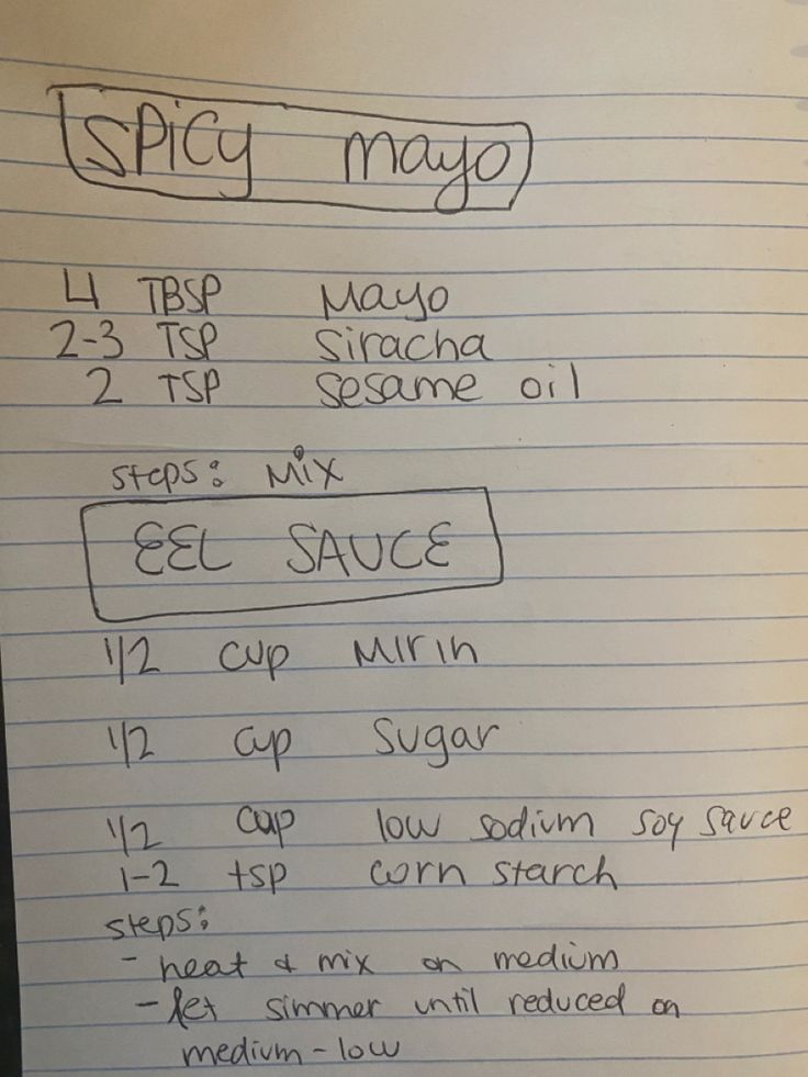 a piece of paper with writing on it that says spicy mayo and two tips for sauce