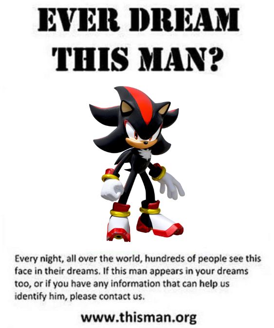 a poster with an image of a black and white sonic the hedge on it's back