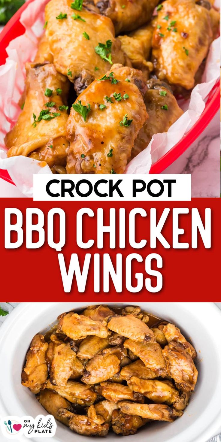 crock pot bbq chicken wings with text overlay