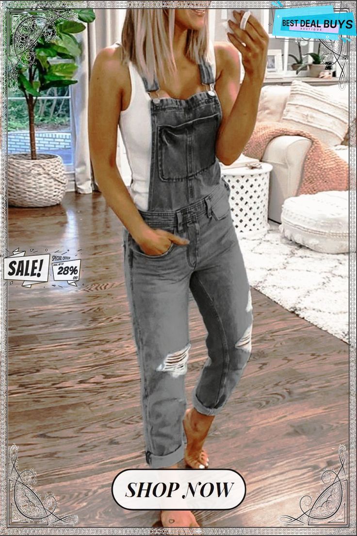 Distressed Denim Plus Size Jumpsuit Ripped Overalls, Womens Denim Jumpsuit, Women's Jumpsuit, Denim Street Style, Jumpsuit Casual, Salopette Jeans, Graduation Outfits, Meeting Friends, Summer Concert