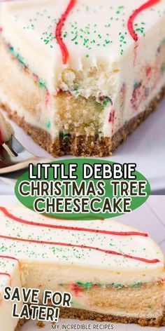 three different types of christmas tree cheesecakes