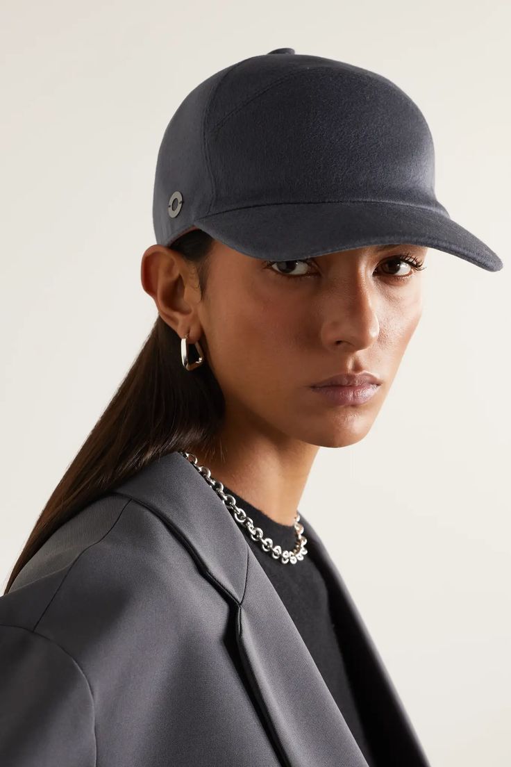 We like our caps chic and simple. Logos: optional... Loro Piana Cap, Content House, Gray Cashmere, Gray Cap, Cashmere Hat, Fashion Cap, Loro Piana, Baseball Caps, Net A Porter