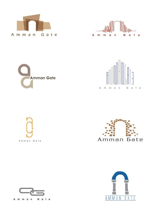 logos designed to look like different architectural buildings and their names are in the shape of letters