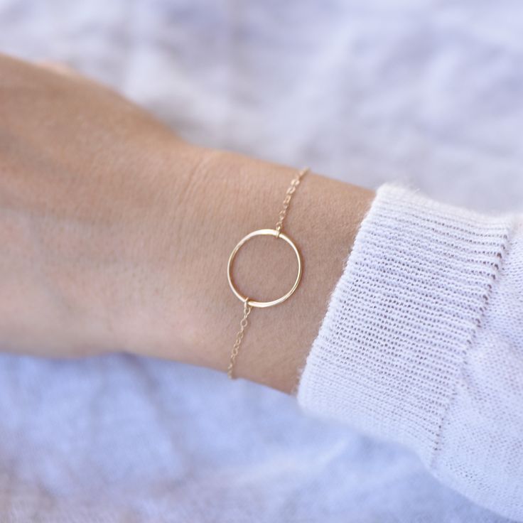 "14K karma gold bracelet - Solid Gold Bracelet, 14k delicate bracelet ★ Circle charm is 14k solid gold, it is about 17mm ★ The chain and all components are 14K solid yellow gold It comes with a 1/2\" extension chain. (If you order a 6\" bracelet, it will be a 6\" bracelet plus 1/2\" extension.) Please read our policies before you place your order. https://www.etsy.com/shop/SashJewelry/policy?ref=shopinfo_policies_leftnav To see other Mother daughter necklace set click here: https://www.etsy.com/ Minimalist Recycled Gold Round Bracelets, Minimalist Recycled Gold Bracelets, Dainty Yellow Gold Circular Jewelry, Dainty Circle Yellow Gold Jewelry, Simple 14k Yellow Gold Filled Bracelet, Dainty 14k Gold Open Circle Jewelry, Everyday 14k Gold Full Circle Jewelry, Everyday Full Circle 14k Gold Jewelry, 14k Gold Filled Yellow Gold Open Circle Jewelry