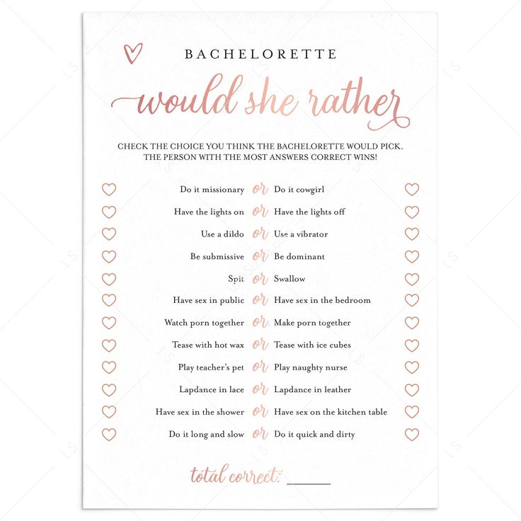 Naughty Would She Rather Bachelorette Game Rose Gold by LittleSizzle Hens Night Games, Would She Rather Game, Bachelorette Party Games Drinking, Bachelorette Game, Rose Gold Bride, Gold Bachelorette, Would She Rather, Gold Drinks, Hen Party Games