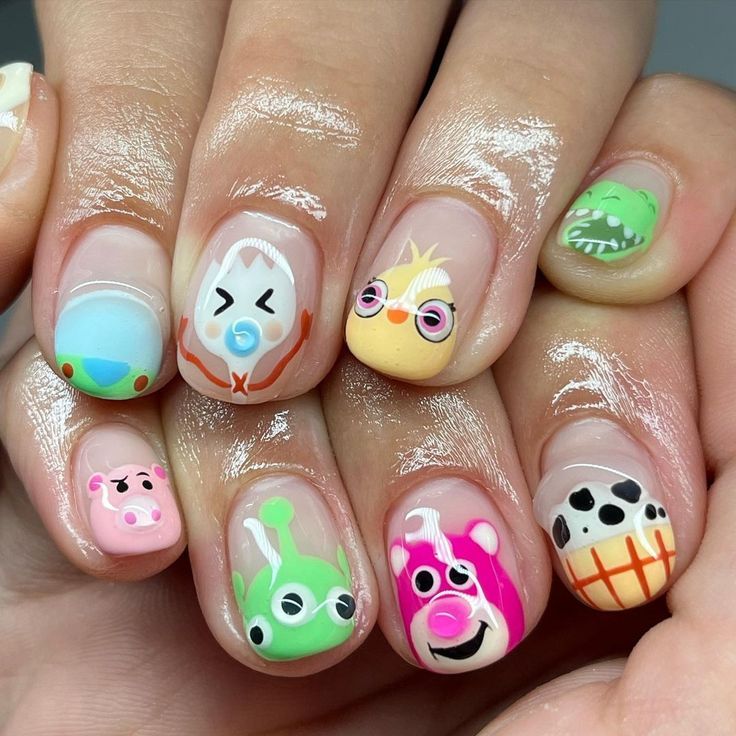 You Story Nails, Disney Nails Toy Story, Toy Story Nail Ideas, Forky Nails, Toy Story Nail Designs, Toy Story Nails Acrylic, Nail Art Designs Disney, Toy Story Nail Art, Pixar Nails