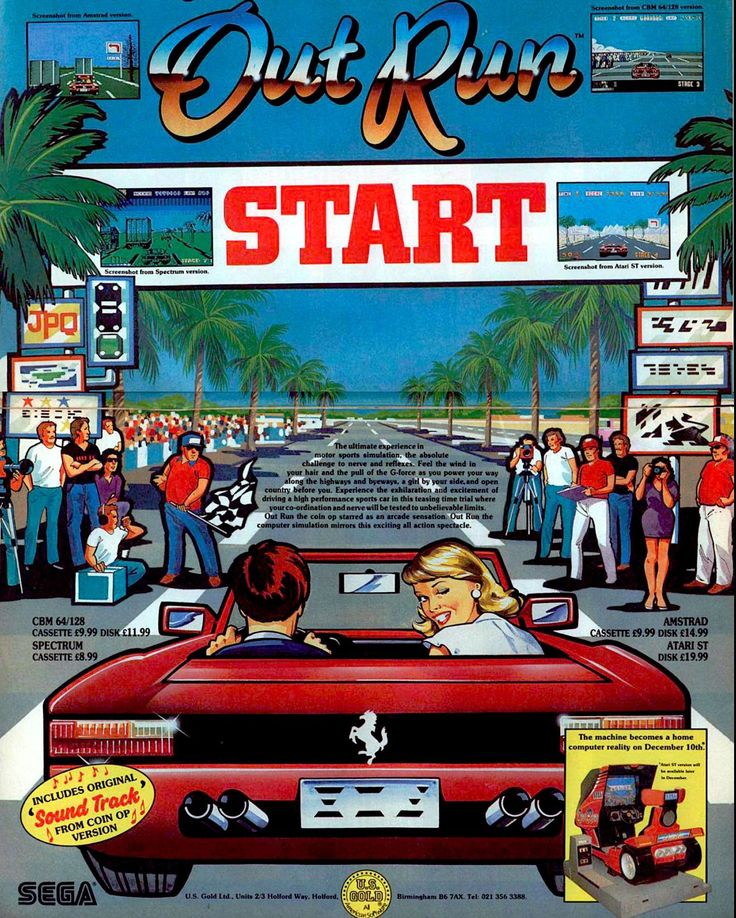 an advertisement for the game out run start