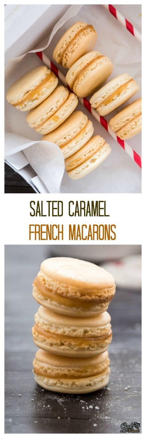 a stack of french macarons sitting on top of a table next to each other