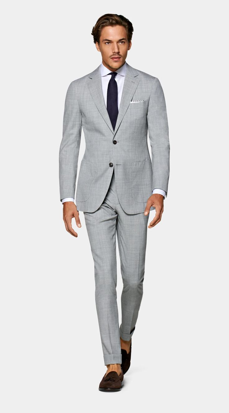 Wedding Dresses Boys, Grey Suit For Men, Light Grey Suit Men, Three Piece Suit For Men, Boys Wedding Outfit, Graduation Suit, Summer Suits Men, Waistcoat Designs, Grey Suit Men