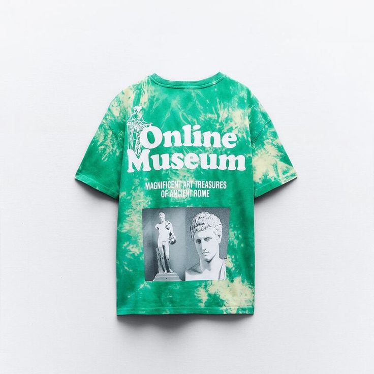 Zara Green Tie Dye Art Portrait T-Shirt. Size S. Smoke Free And Pet Free Home. Zara Summer T-shirt With Text Print, Trendy Green T-shirt With Graffiti Print, Summer Green Tops With Graphic Design, Green Graphic Design Summer Top, Green Graffiti Print Summer Top, Yellow Graphic Design Tops For Summer, Zara Cotton T-shirt With Graphic Print, Green Graphic T-shirt For Summer, Green Graphic Tee With Graffiti Print