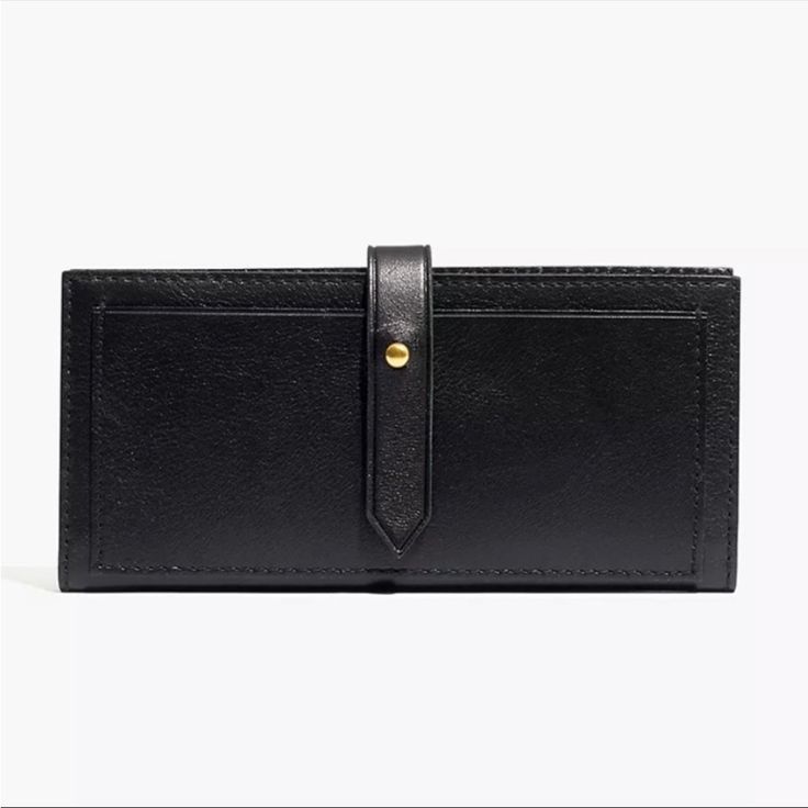 Madewell The Post Wallet Black Bifold Clutch With Card Slots, Classic Black Clutch With Card Slots, Chic Everyday Bifold Clutch, Chic Bifold Business Wallet, Chic Everyday Wallet With Magnetic Closure, Chic Everyday Wallets With Magnetic Closure, Chic Wallets With Magnetic Closure For Everyday Use, Elegant Black Wallet With Snap Closure, Classic Black Wallets For Everyday