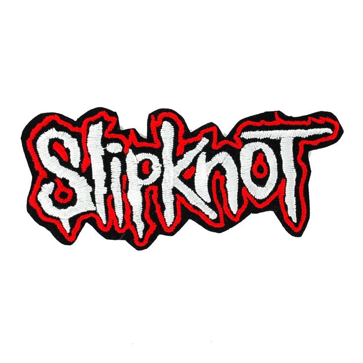 a sticker with the word slipknot in red and black ink on it