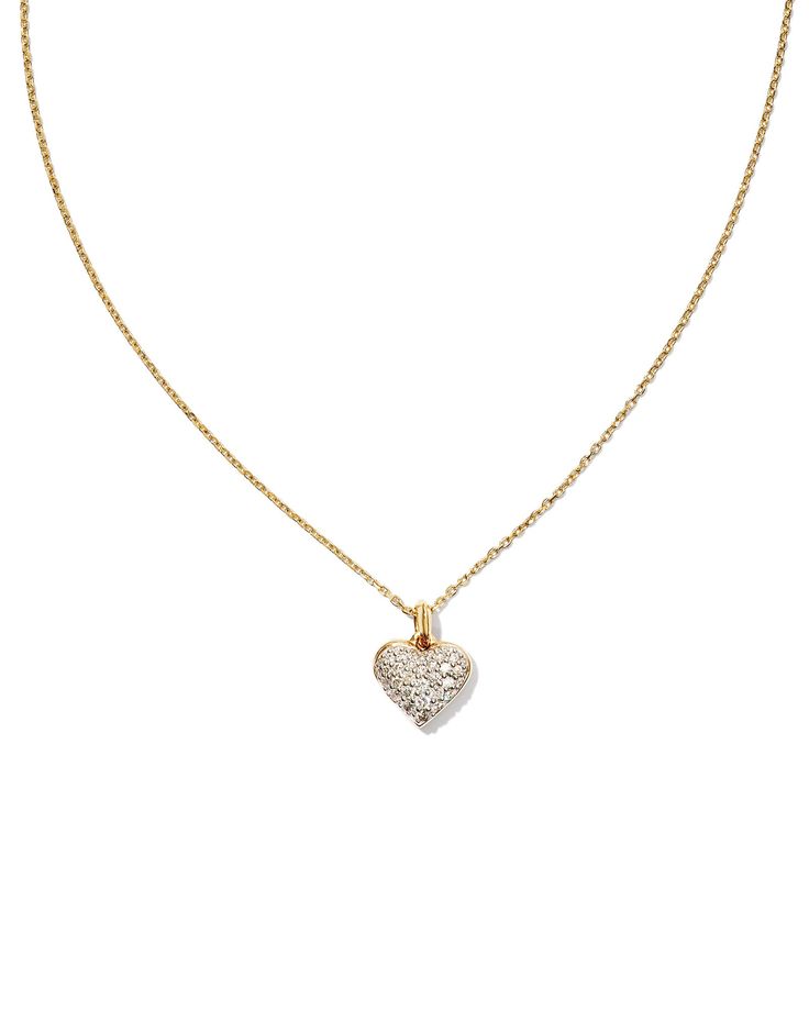 Celebrate a love that’s made to last forever. Studded with radiant jewels, the Madeline 14k Yellow Gold Pendant Necklace in White Diamond is our most glamorous take on the nostalgic heart shape. This sweet style is the elevated essential, designed to be loved for a lifetime. We have taken steps to ensure that, when applicable, our diamonds are conflict free by requiring our suppliers to comply with the Kimberley Process. Metal 14k Yellow Gold Material White Diamond Closure Spring Ring Clasp Size Classic Heart Pendant Necklace With 17 Jewels, Diamond White Heart Pendant Necklace With 17 Jewels, Formal Diamond Heart Charm Jewelry, Formal Fine Jewelry With Heart Charm, Luxury Heart Cut Necklace With Pave Setting, Luxury Heart Cut Necklaces With Pave Setting, Elegant Yellow Gold Double Heart Diamond Necklace, Fine Jewelry 14k Gold Heart Pendant Diamond Necklace, Luxury Diamond White Necklace With Heart Charm