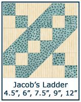 the jacob's ladder quilt pattern is shown in blue and beige colors