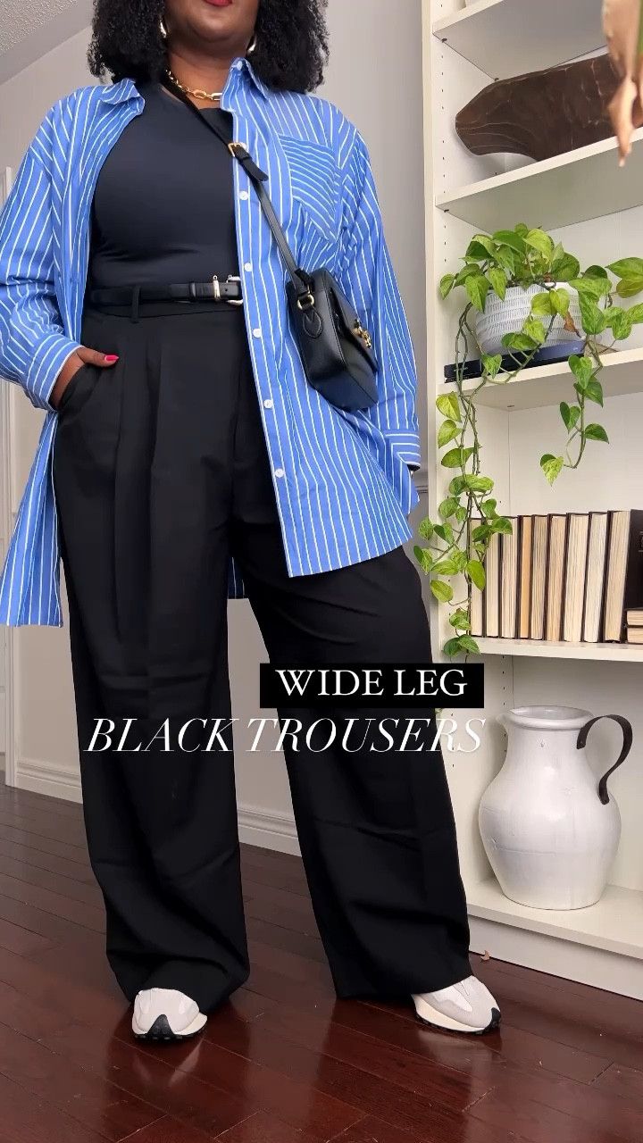 Black And Black Outfit For Women, Tech Industry Outfits, Plus Size Cute Outfits Casual, Mid Size Wide Leg Pants Outfit, Size 40 Outfits, Curve Fashion Outfits, All Black Outfits For Women Plus Size, Minimalist Work Outfits Women, Business Casual Outfits Plus Size Women