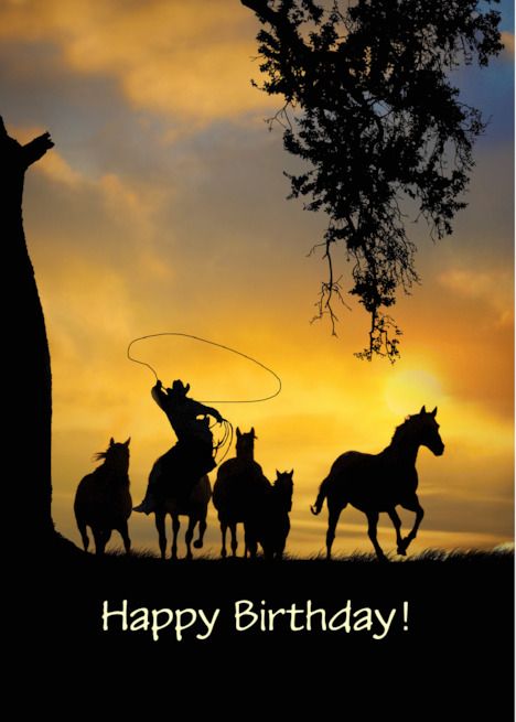 Happy Birthday Cowboy and Horses Round Up Custom Text card Happy Birthday Cowboy, Country Birthday, Horse Cards, Happy Birthday Wishes Cards, Horse Birthday, Cowboy Birthday, Birthday Wishes Cards, Happy Birthday Messages, Visiting Cards